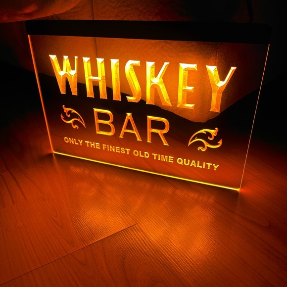 WHISKEY BAR LED NEON ORANGE LIGHT SIGN 8x12 - Picture 2 of 3